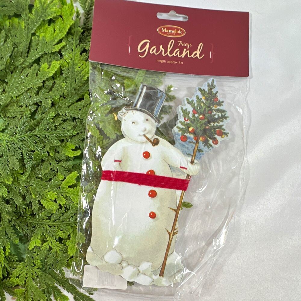Mamelok England Snowman Christmas Garland Green White Red Paper Wall Decor 9.84’